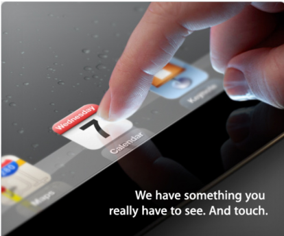 Retina Display e assenza del tasto Home: scopriamo come sarà l’iPad 3 analizzando l’invito di Apple