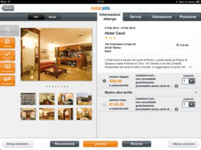 hotel.de: prenota l’hotel tramite iPad