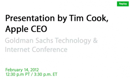 Disponibile il file audio del discorso di Tim Cook alla Goldman Sachs Conference