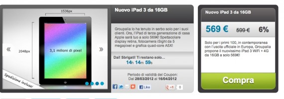 Su Groupitalia disponibile il nuovo iPad con 30€ di sconto