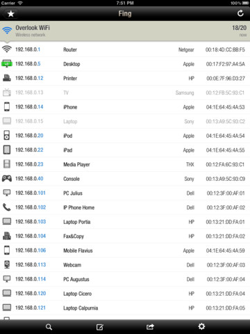 Fing, una delle migliori applicazioni per lo scannino delle reti tramite iPad