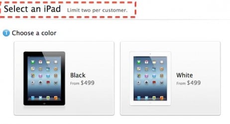 Nuovo iPad: massimo due dispositivi per cliente