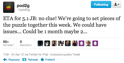 Jailbreak untethered di iOS 5.1, l’ETA di Pod2G: un mese o due