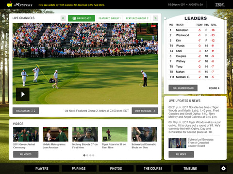 Disponibile l’applicazione per il Masters golf di Augusta