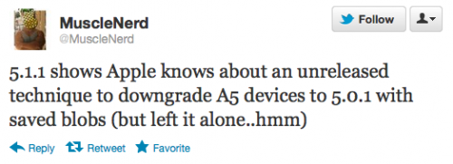 MuscleNerd su Twitter: Apple al corrente di una tecnica ancora segreta per il downgrade dei dispositivi A5