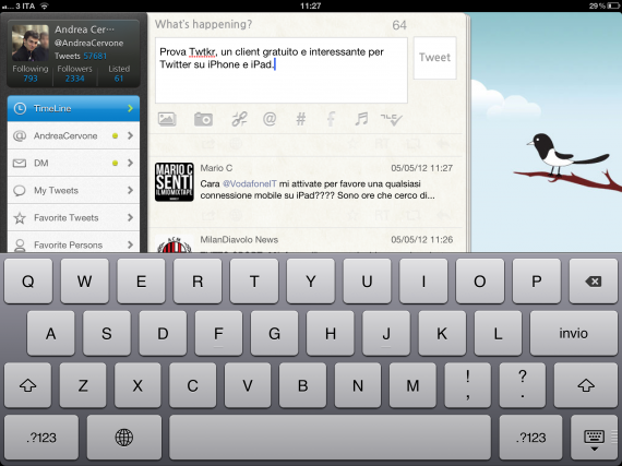 Twtkr for iPad, un bellissimo client per Twitter gratuito – La recensione di iPadItalia