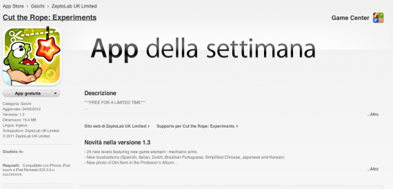 “App gratuita della settimana” e “Le scelte della redazione” sono le nuove sezioni presenti sull’App Store