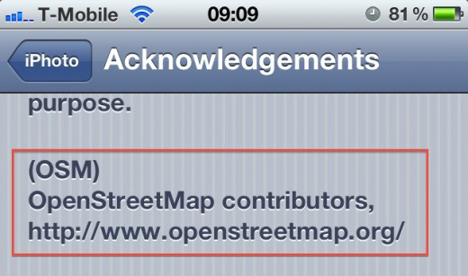 Apple dichiara ufficialmente di aver usato OpenStreetMap in iPhoto