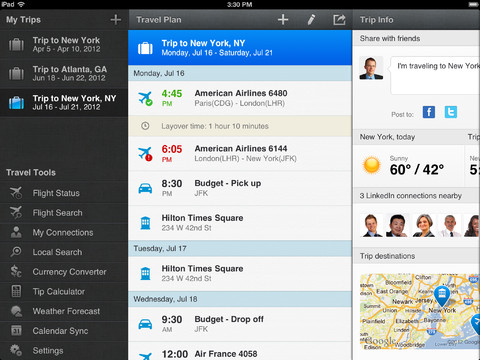 WorldMate, l’app per chi viaggia in aereo arriva anche su iPad