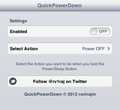 QuickPowerDown, spegni l’iPad più rapidamente – Cydia