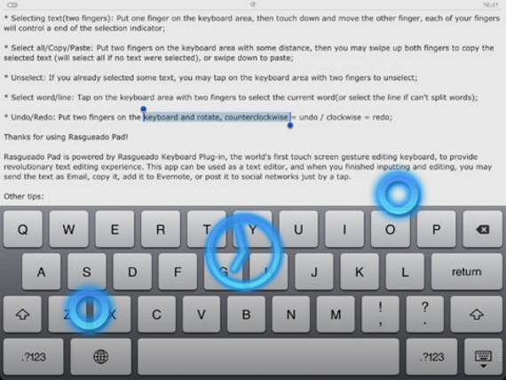 Rasgueado Pad, nuovo text editor con “gesture multitouch” per iPad