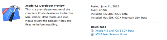 Disponibile Xcode 4.5 Developer Preview