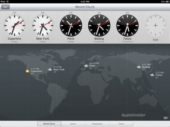 L’applicazione Orologio arriva su iPad con iOS 6