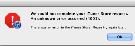 Errore 4001 o 4002 su iTunes Match: come risolvere?