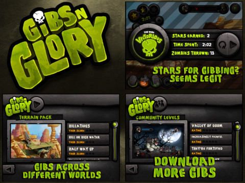 GibsNGlory, un puzzle game in cui dovrete lanciare zombie per sconfiggere i nemici