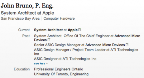 John Bruno, da AMD ad Apple
