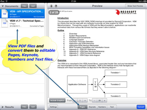 PDF2Office for iWork: l’app per iPad capace di convertire i files PDF in formato editabile con iWork