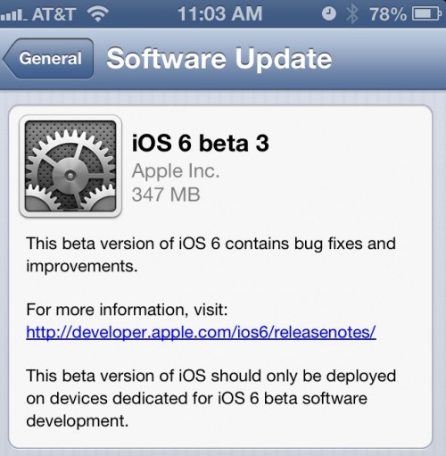 Apple pubblica iOS 6.0 beta 3 per gli sviluppatori!