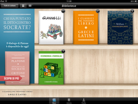 “Biblioteca del Corriere della Sera”: tanti libri da poter acquistare su iPad