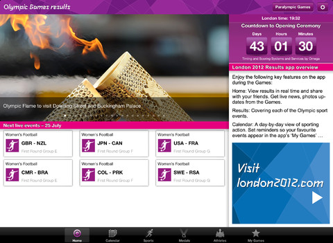 Disponibile sull’App Store l’applicazione ufficiale dei Giochi Olimpici di Londra 2012