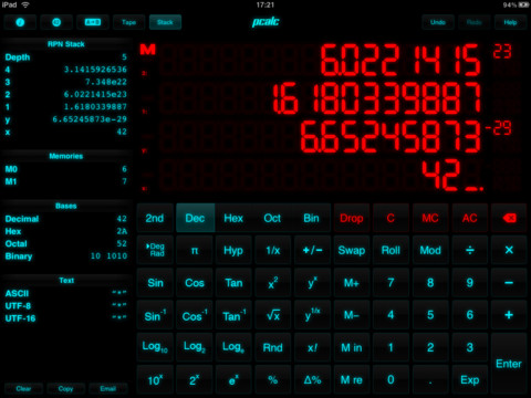 Con PCalc RPN Calculator è ora possibile personalizzare le costanti