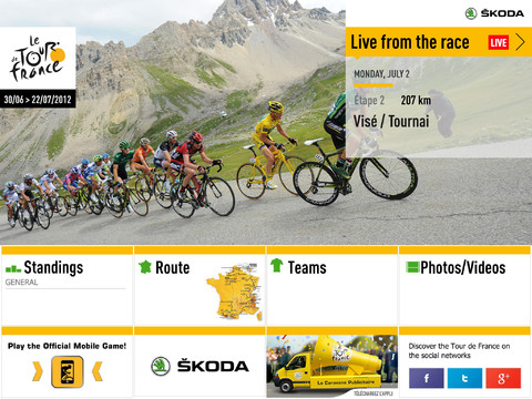 TOUR DE FRANCE 2012, l’applicazione ufficiale per iOS dell’edizione del 2012 del Tour de France 2012