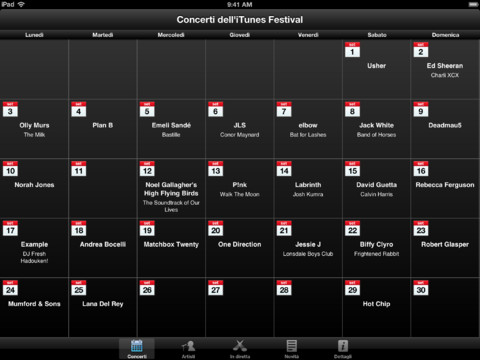 iTunes Festival London 2012: Apple aggiorna l’app ufficiale con la possibilità di guardare i concerti in streaming