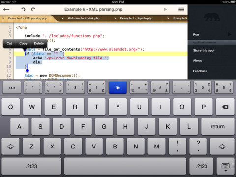 Kodiak PHP for iPad – Scrivere ed eseguire codice PHP direttamente da iPad