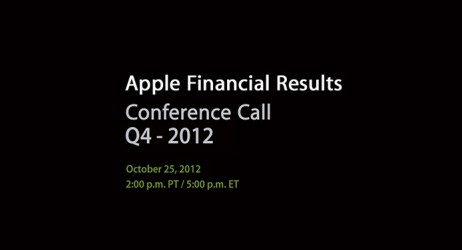 Conferenza finanziaria Q4 2012: si terrà il 25 ottobre