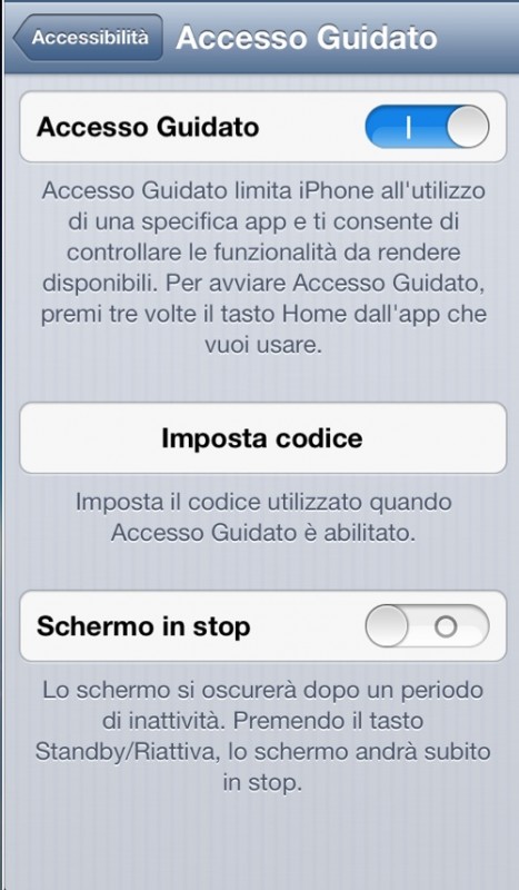 Usa la funzione Accesso Guidato per evitare che gli amici inizino a curiosare sul tuo iPad