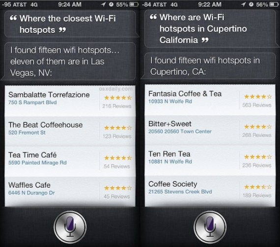 Siri ti aiuta a trovare anche l’Hotspot Wi-Fi più vicino