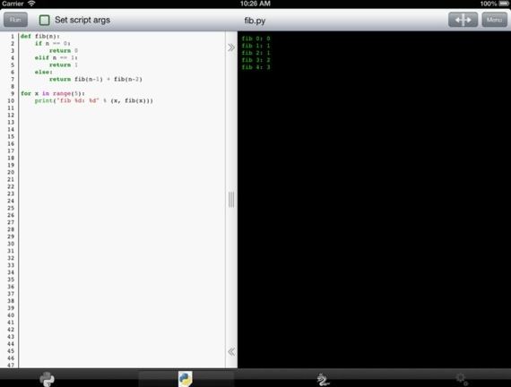 Python 3.2 per iOS – un’app per sviluppatori Python con interprete integrato