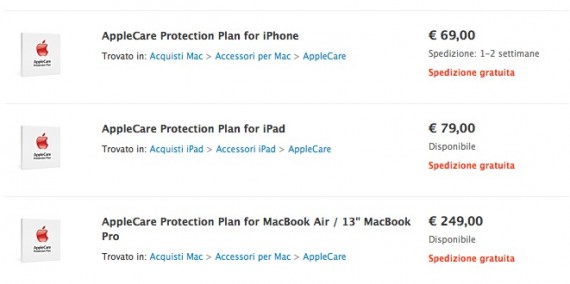 Da oggi l’Apple Care si acquista solo online