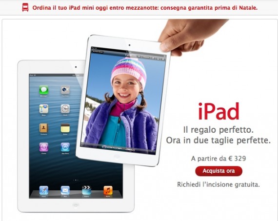 Ordina entro oggi un iPad mini online se vuoi riceverlo prima di Natale