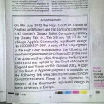 Apple ha modificato le sue scuse a Samsun in Gran Bretagna