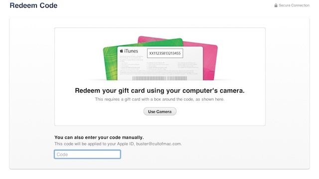 iTunes 11 consente di riscattare i codici promozionali tramite la fotocamera del Mac