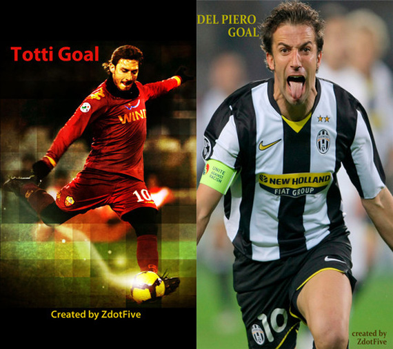 Due app per vedere tutti i goal di due grandi campioni del calcio italiano: 200 Goal – Totti Edition e Leggenda del Calcio – Del Piero Edition
