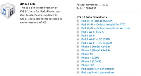 Apple pubblica iOS 6.1 Beta e Xcode 4.6 per gli sviluppatori [AGGIORNAMENTO: novità in iOS 6.1 Beta]
