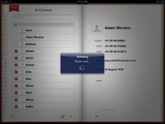 Delete Contact, un tweak per cancellare più contatti contemporaneamente su iPad – Cydia