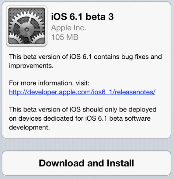 Disponibile iOS 6.1 beta 3 per gli sviluppatori