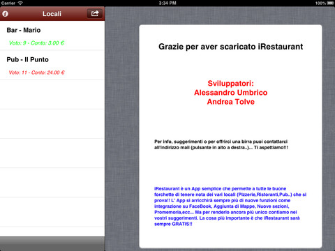 iRestaurant: tieni nota dei tuoi ristoranti preferiti
