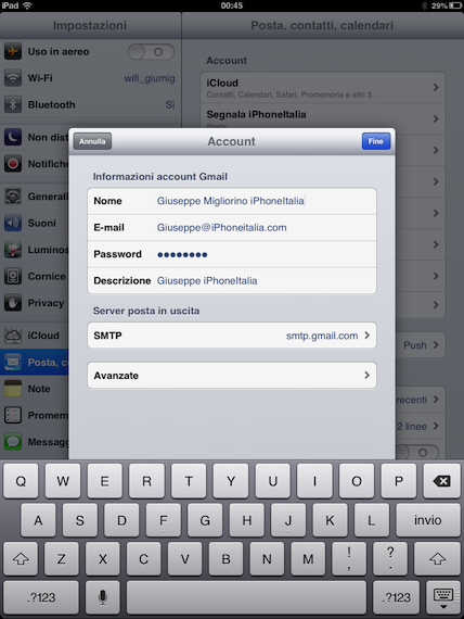 Come modificare il nome mittente in Mail su iPad