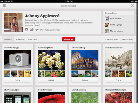 Arriva su App Store un nuovo aggiornamento per l’app di Pinterest