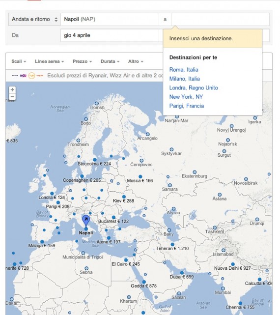 Google Flight Search: arriva anche in Italia il servizio Google dedicato ai voli di linea