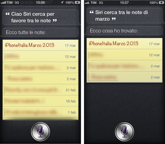 Siri può creare o effettuare una ricerca tra le note