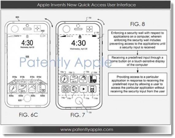 Un brevetto Apple descrive un sistema per accedere rapidamente alle applicazioni dalla lockscreen