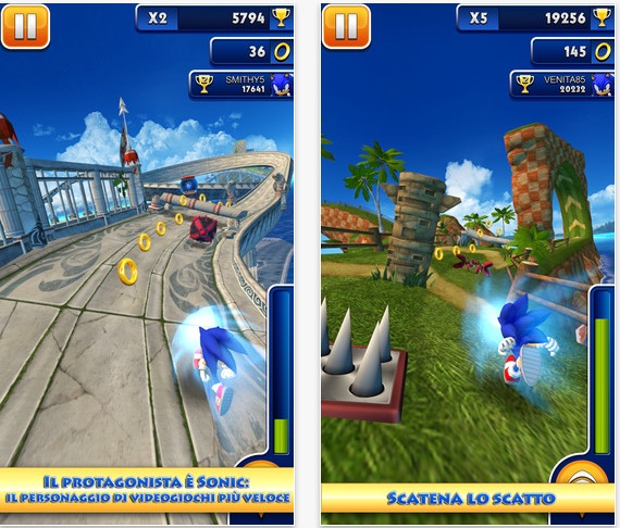Sonic Dash si aggiorna e diventa gratuito
