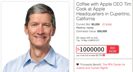 Vincendo un’asta di beneficenza sarà possibile vedere Tim Cook per un caffè presso Apple