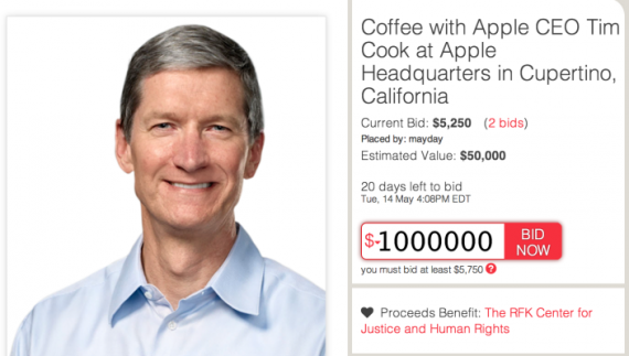 Vincendo un’asta di beneficenza sarà possibile vedere Tim Cook per un caffè presso Apple
