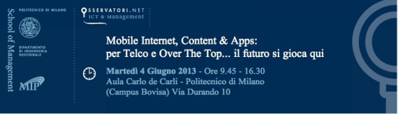 Partecipa anche tu ai  risultati del nuovo “Osservatorio Mobile Internet, Content & Apps” dedicato alle applicazioni mobile